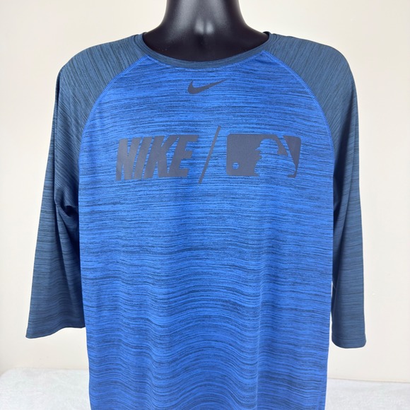Nike Other - Nike MLB Dri-FIT 3/4‎ Sleeve Baseball Shirt Blue Heather AA8260-480 Mens Large